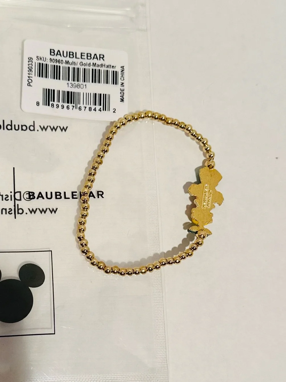 Baublebar NWT Disney Alice In Wonderland Mad Hatter Pisa Bracelet